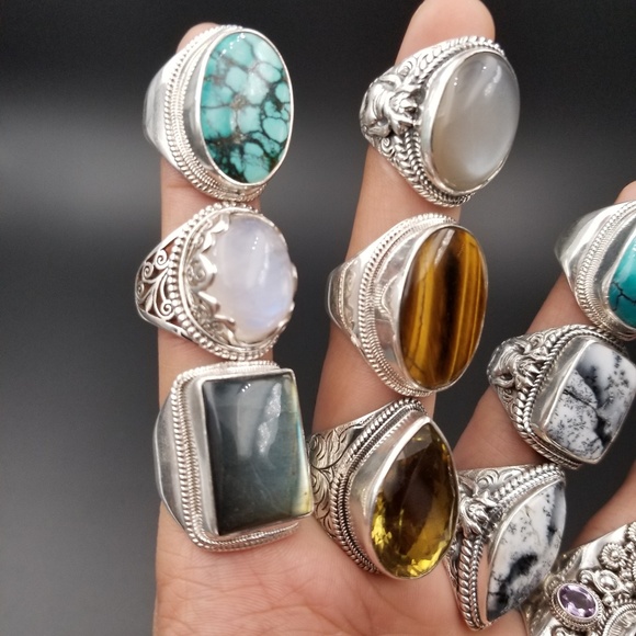 Handmade Sterling Silver Rings Authentic Stones - Picture 4 of 8